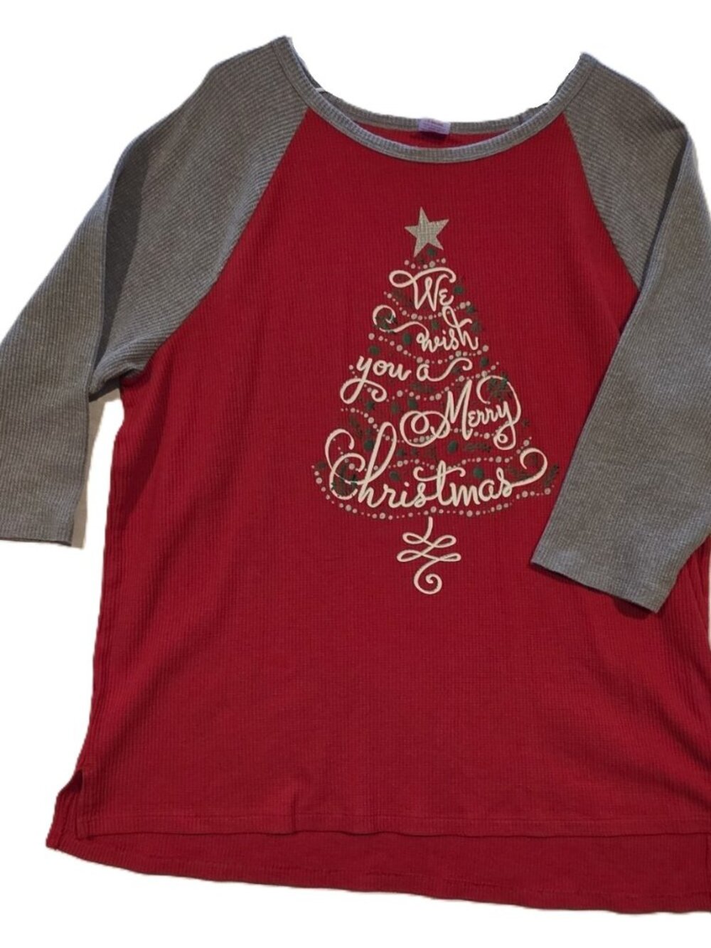 *Holiday Time Women's Christmas Tree Graphic Thermal Shirt*